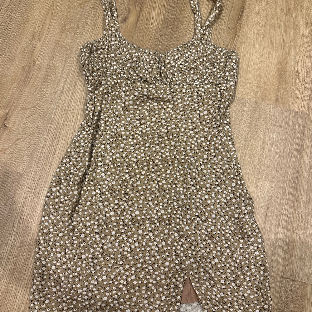 Floral Brown and White Mini Dress Oh Polly